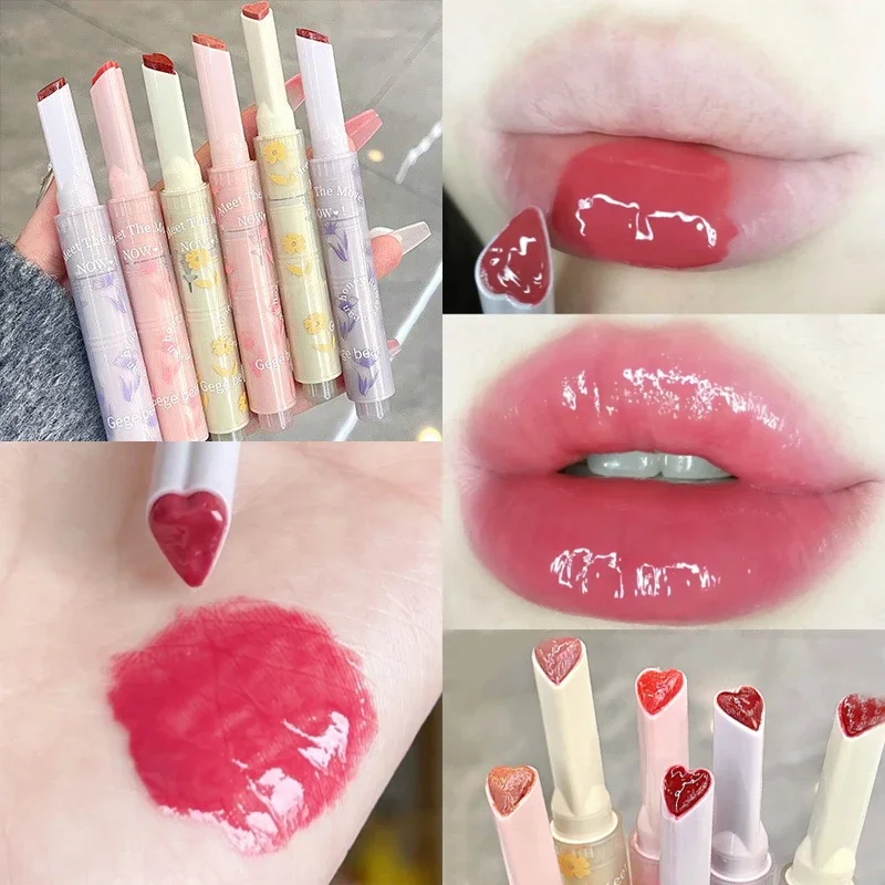 Best of Clear Lip Glaze Heart Love Jelly Mirror Lipstick Long Lasting Moisturizing Waterproof Non-stick Cup Transparent Lip Gloss Makeup Reviews & Tips