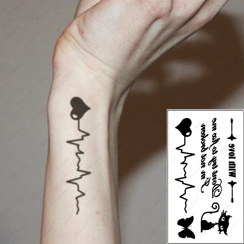 Best of Temporary Tattoo Stickers Sexy Cardiogram English Alphabet Fake Tatto Waterproof Tatoo Arm Wrist Finger Small Size For Women Men Reviews & Tips