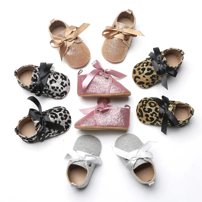 COOTELILI Leopard Baby Moccasins Infant Anti-Slip Bling-Bling First Walker Soft Soled Newborn 0-18 Months Princess Baby shoes (4)