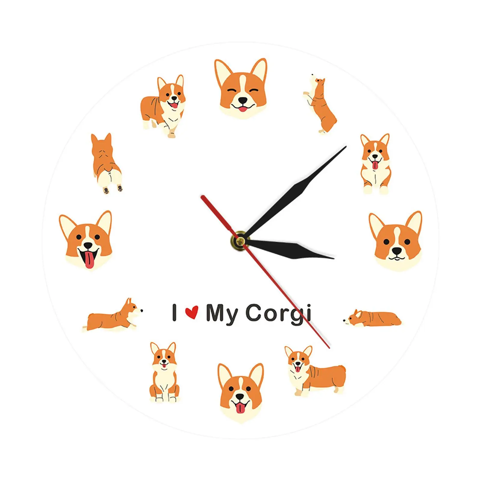 Hanging Wall Clock Art Decor Dogs Theme Decorative Silent Creative Fashion for Bedroom Living Room Dining Room Office Indoor