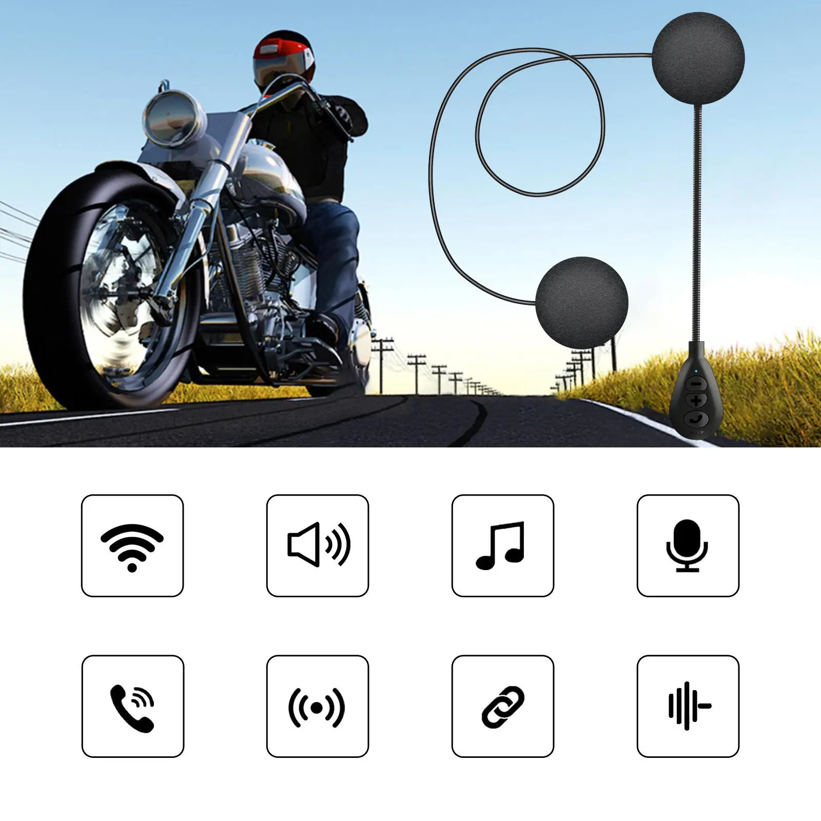 Motorcycle Bluetooth Helmet Headset Auto Answer Incoming Calls Wireless Noise Cancelling 5.0 Handsfree Headphone for Riding