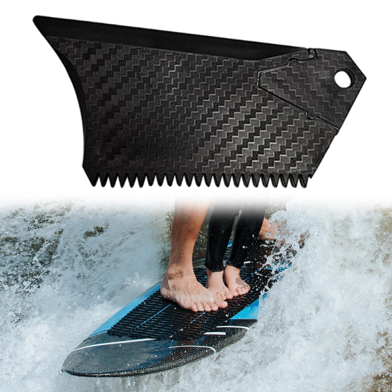 Surfboard Wax Comb Surfing Board Wax Cleaner Tool Black with Keychain Hole with