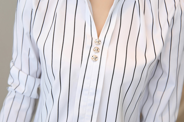 Title 25, Stripe White Women Shirt Korean Fashion Women