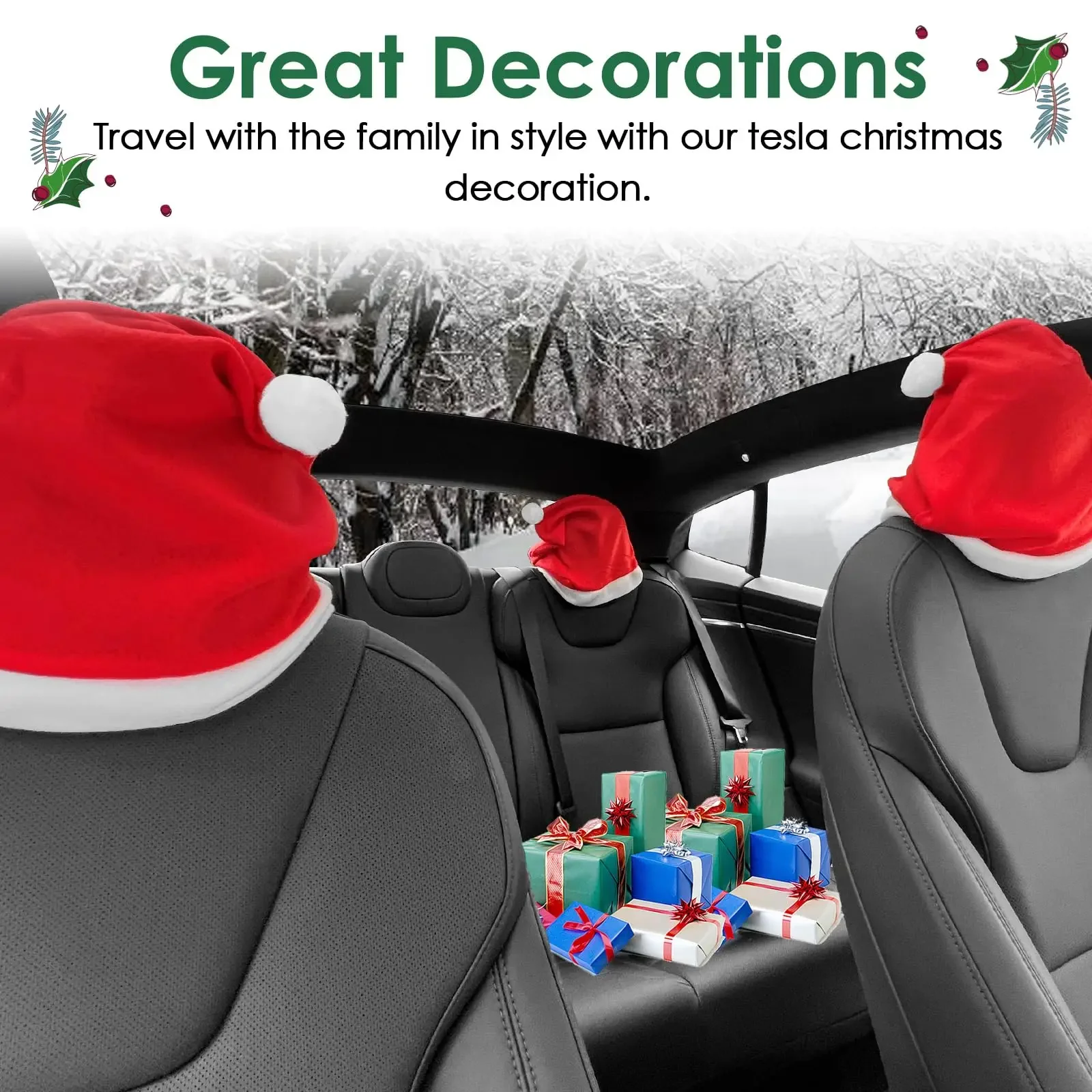 Weihnachten Autos itz Kopfstütze Abdeckung Weihnachten Ornamente Sitz schutz Santa Hut Auto Dekoration Autos itz Zubehör – Detail 3