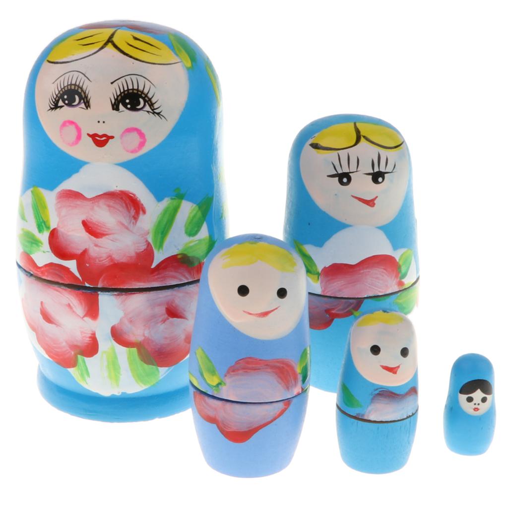 Russian Dolls Matrioska 5 Layers Hand Painted Nesting Christmas Birthday Gift for Children