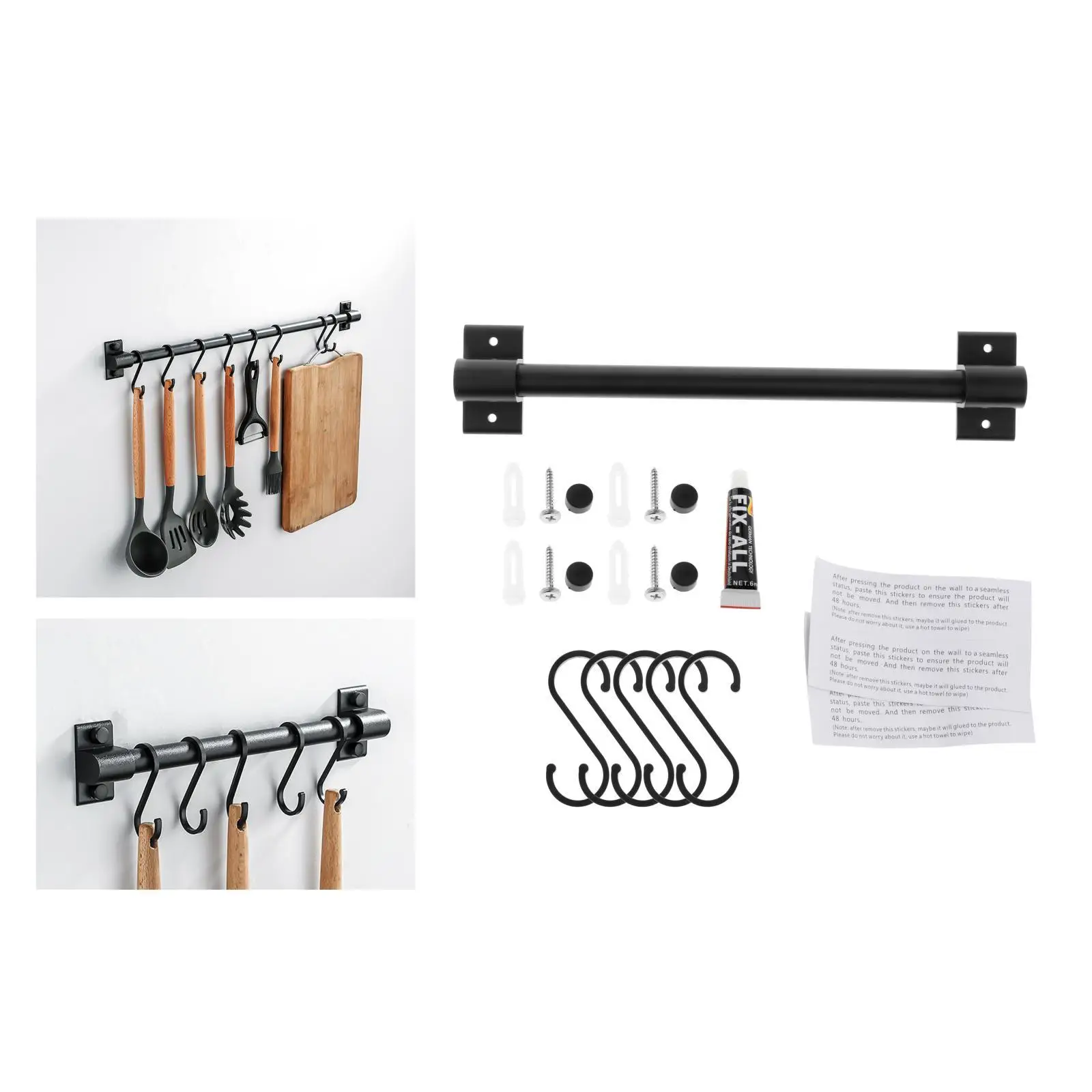 Storage Shelf ing Hooks Multifunction er Kitchen Rail Rack with Removable Hooks Wall Mounted Storage Hooks