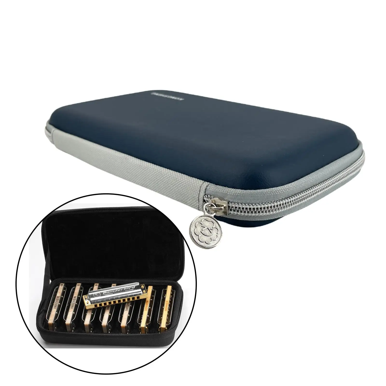 10 Holes Harmonica Storage Bag Holder Container for 7x Harmonicas Parts