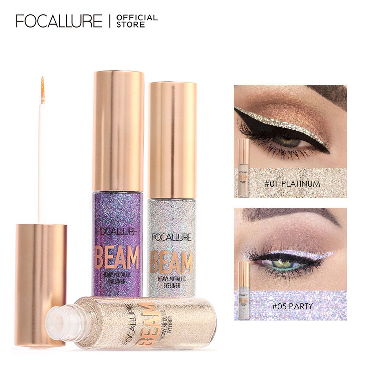 Best of FOCALLURE Glitter Liquid Eyeliner Diamond Eyeshadow Makeup Waterproof 5 Colors Shiny Sequins Eye Shadow Stick Beauty Cosmetics Reviews & Tips