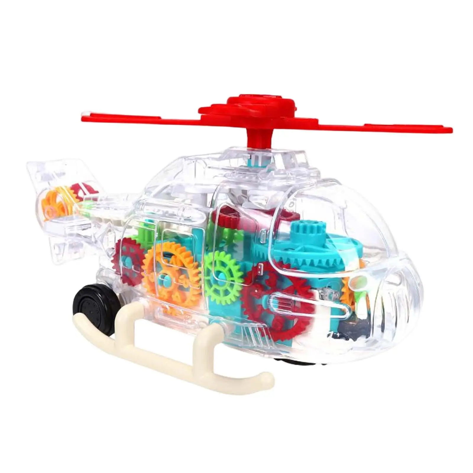Mechanical Gear Helicopter Toy with Lights with Moving Gears Interactive Toys for Children Kids Toddlers Girls Birthday Gifts