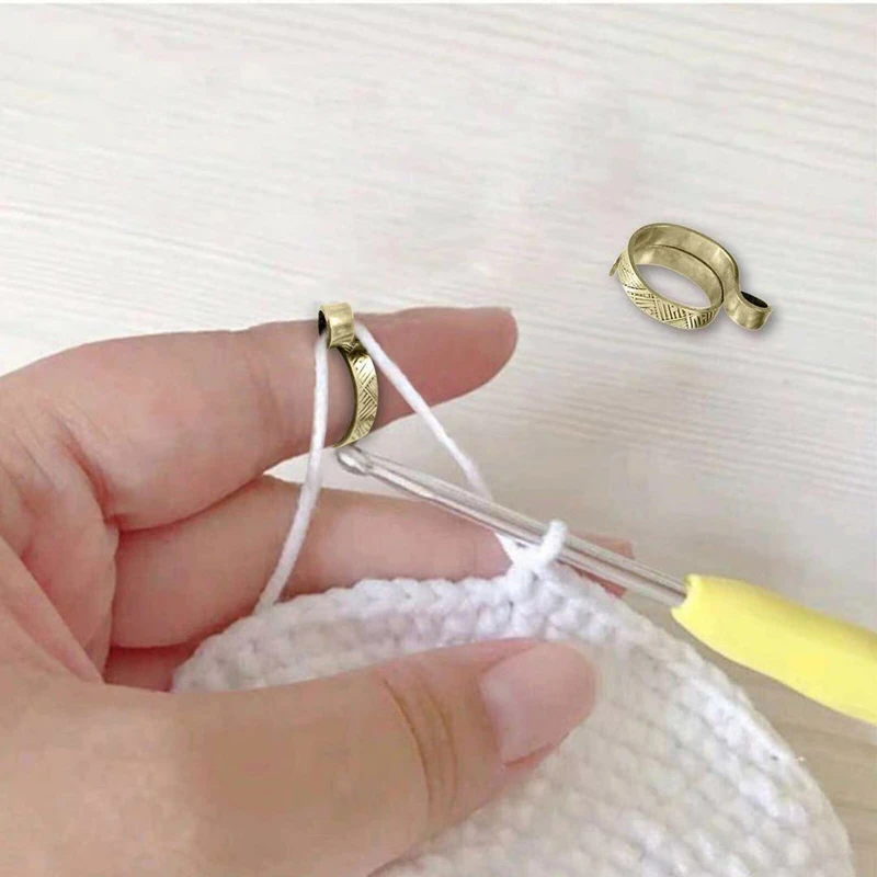 punch needle art Knitting Tools Ring Crochet Loop Tool DIY Ring Knitting Finger Wear Thimble Yarn Guide Adjustable Open Tools Sewing Accessory punch needle wall decor