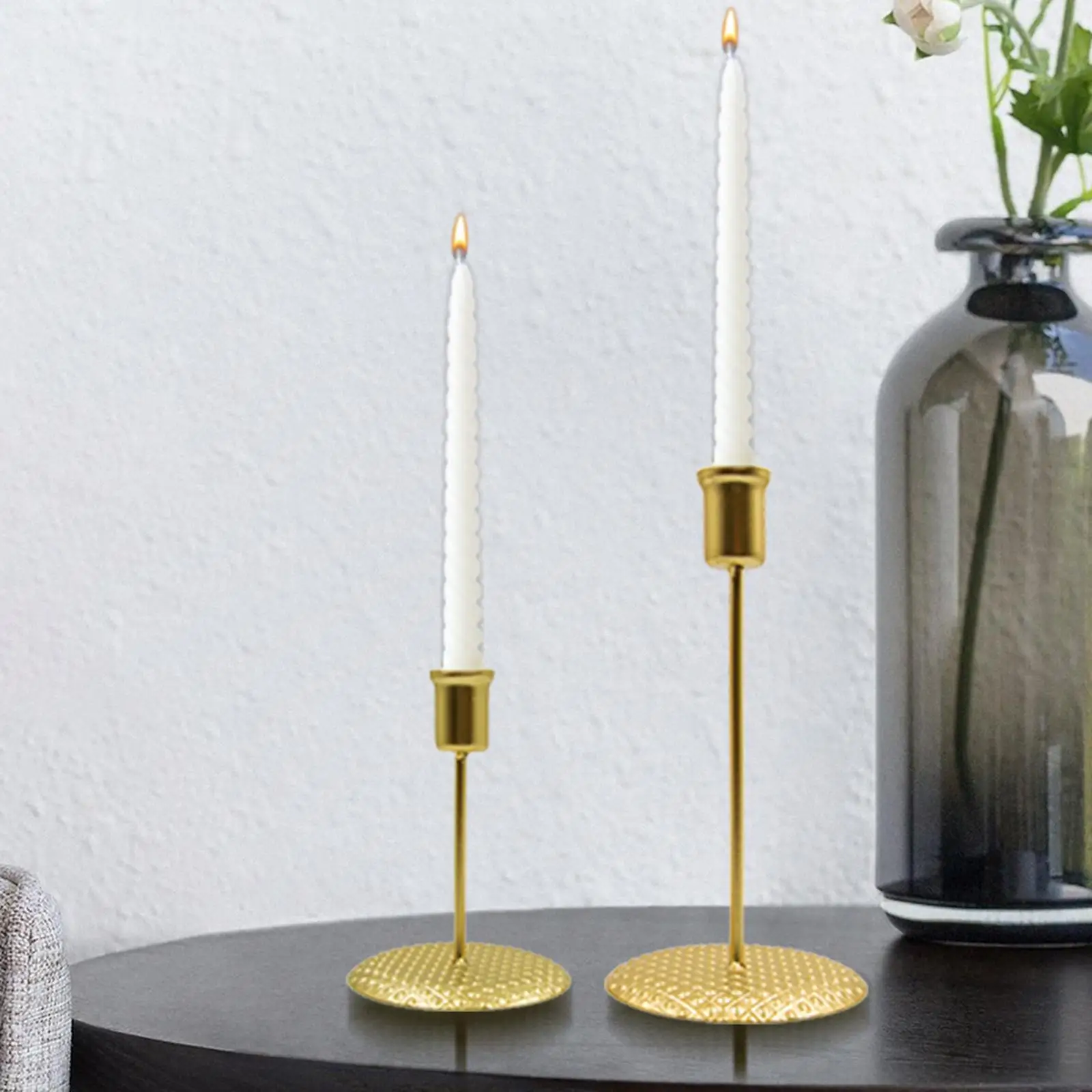 2Pieces Candlestick Decorative Nordic Pillar Candle Holder for Desktop Holiday Home Wedding Decoration