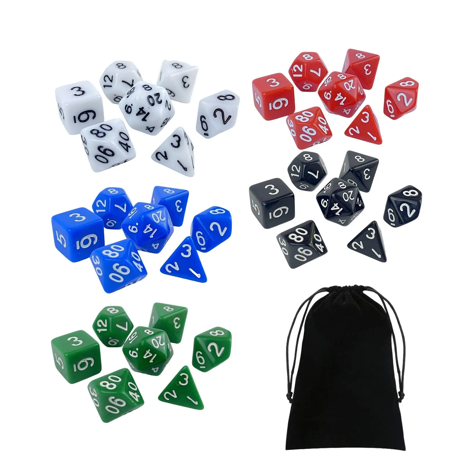 35x Engraved Polyhedral Dices Set Entertainment Toy for KTV Table Games
