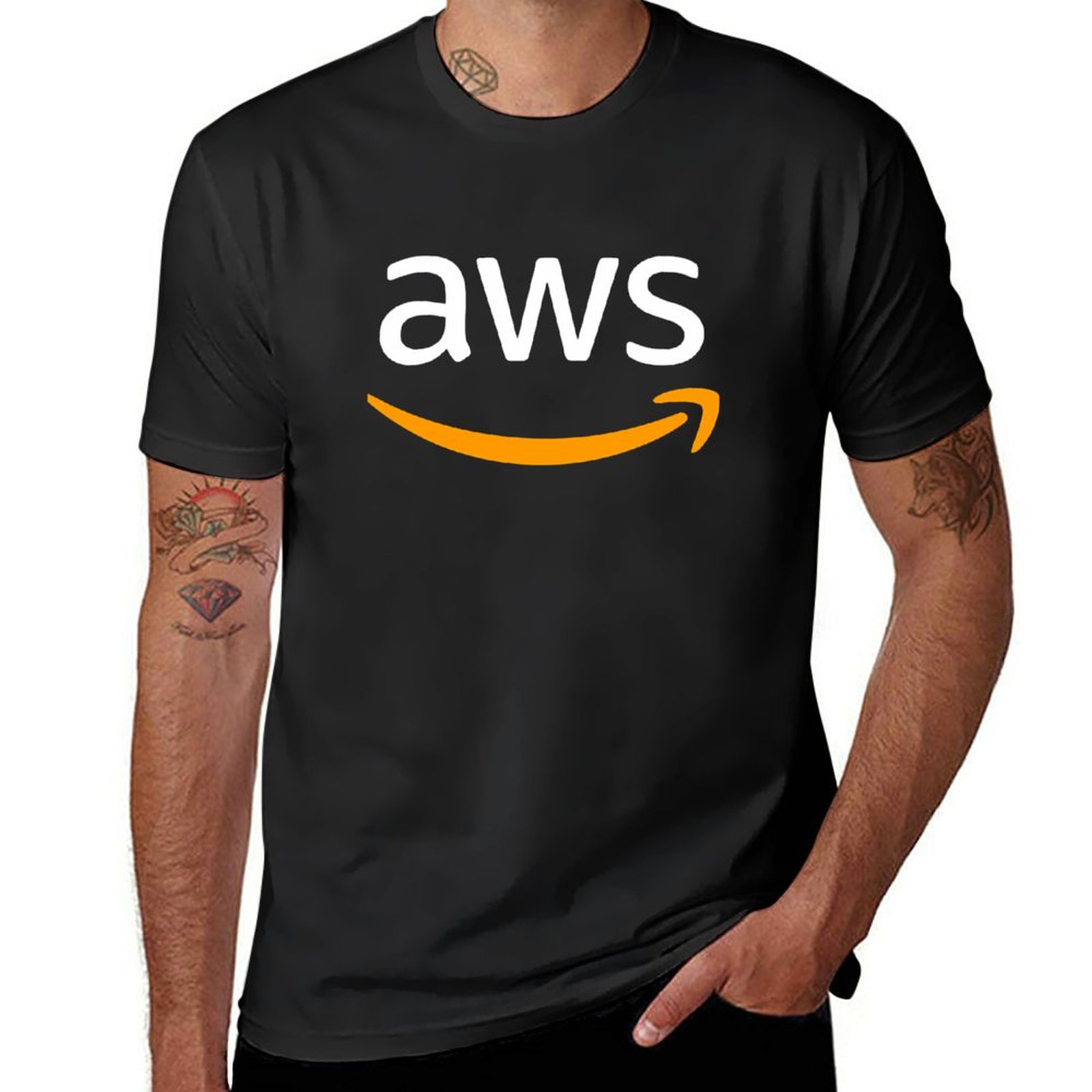 Новая футболка с логотипом AWS (логотип онлайн-сервиса Amazon), спортивные  футболки, эстетические футболки, черная футболка, мужские футболки |  AliExpress