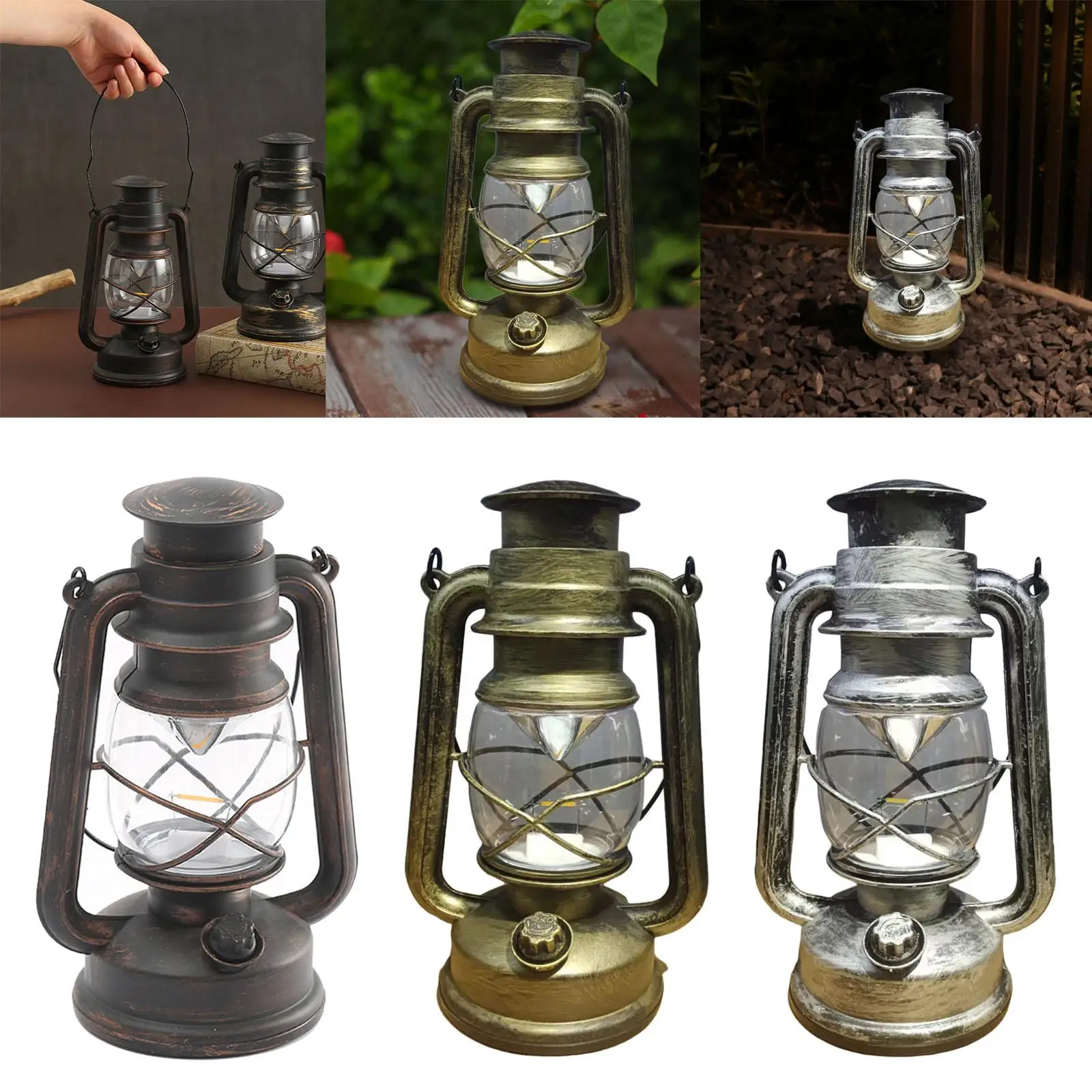 Retro Style Oil Lamp Table Lantern Outdoor Camping Tent Light for Emergency