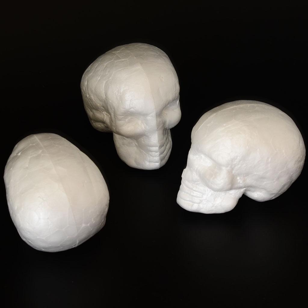 Foam Skull Modeling White 3D Polystyrene Foam Skull Shapes for DIY Easter Halloween Decoration Supplies Gift 5.5