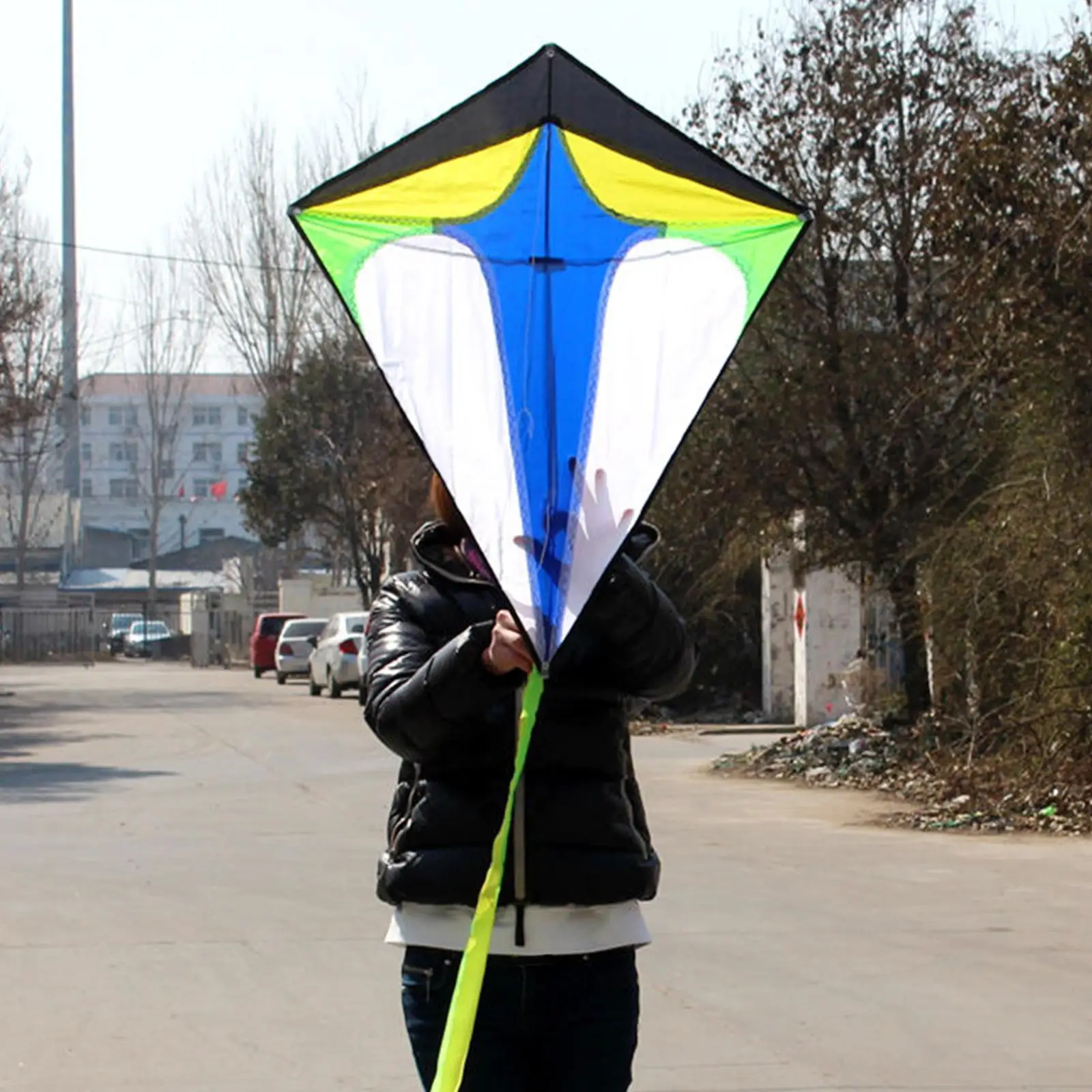 Rainbow Rhombus Kite Fly Kites with Tail Easy to Fly Durable Toys for Family Outdoor Activities Childhood Memories Garden Sports