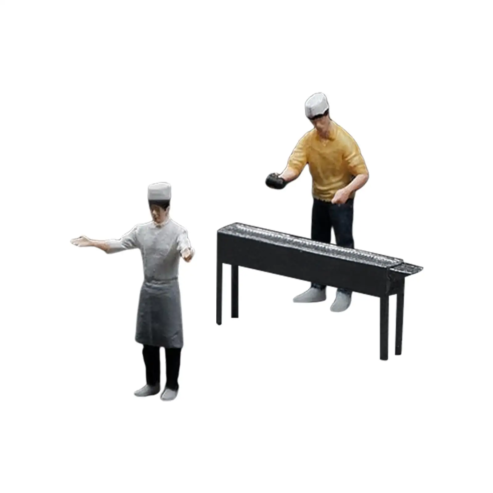 Resin 1:64 BBQ Chef Figure S Scale People Model Scene Miniature Dioramas Layout Movie Props Fairy Garden DIY Projects Ornaments