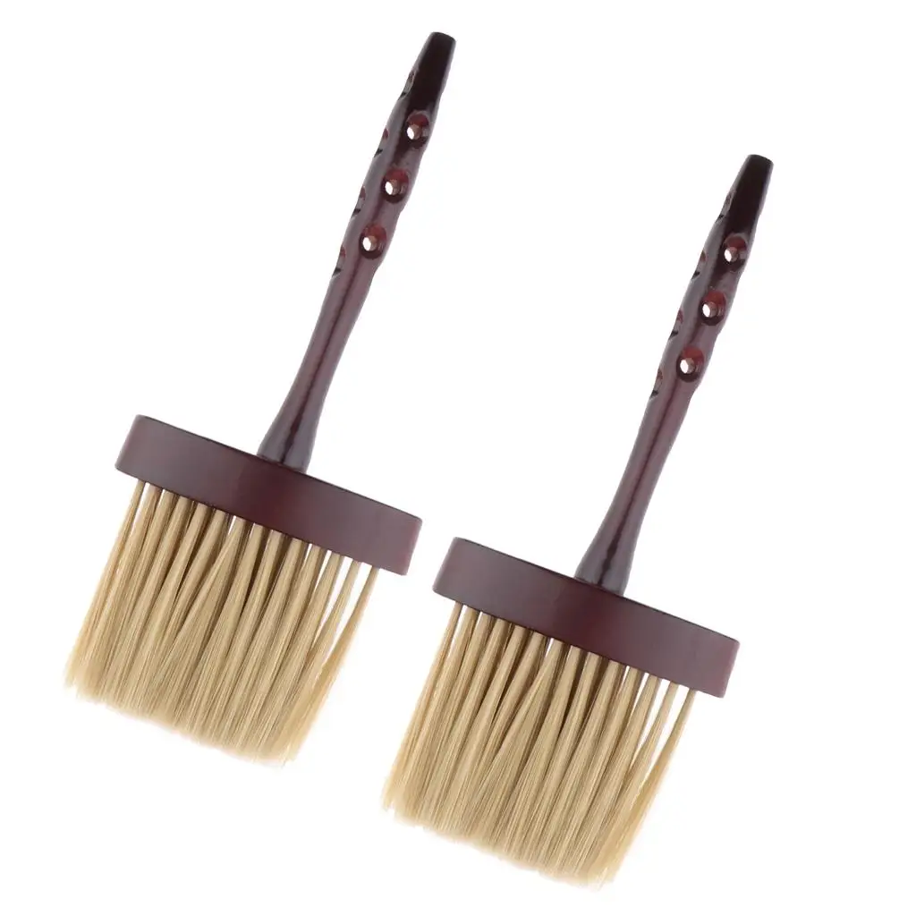 2x Vintage Barber Neck Duster Cleaning Brush Hair Sweep Soft Hairbrush  Duster Brush with   Hair Length 7.5 cm