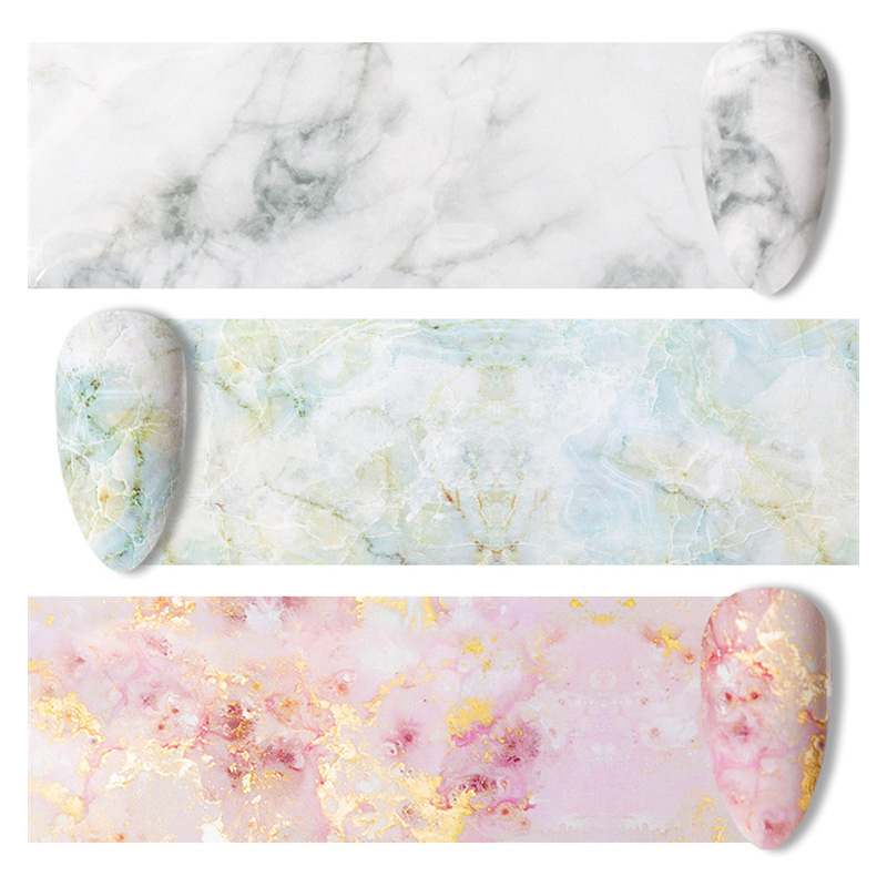 Description Picture 4 of item10 Pcs Nail Foils Marble Flower Series Iridescent Nail Art Transfer Sticker Paper Slider Nail Water Decal Design Manicures Decor