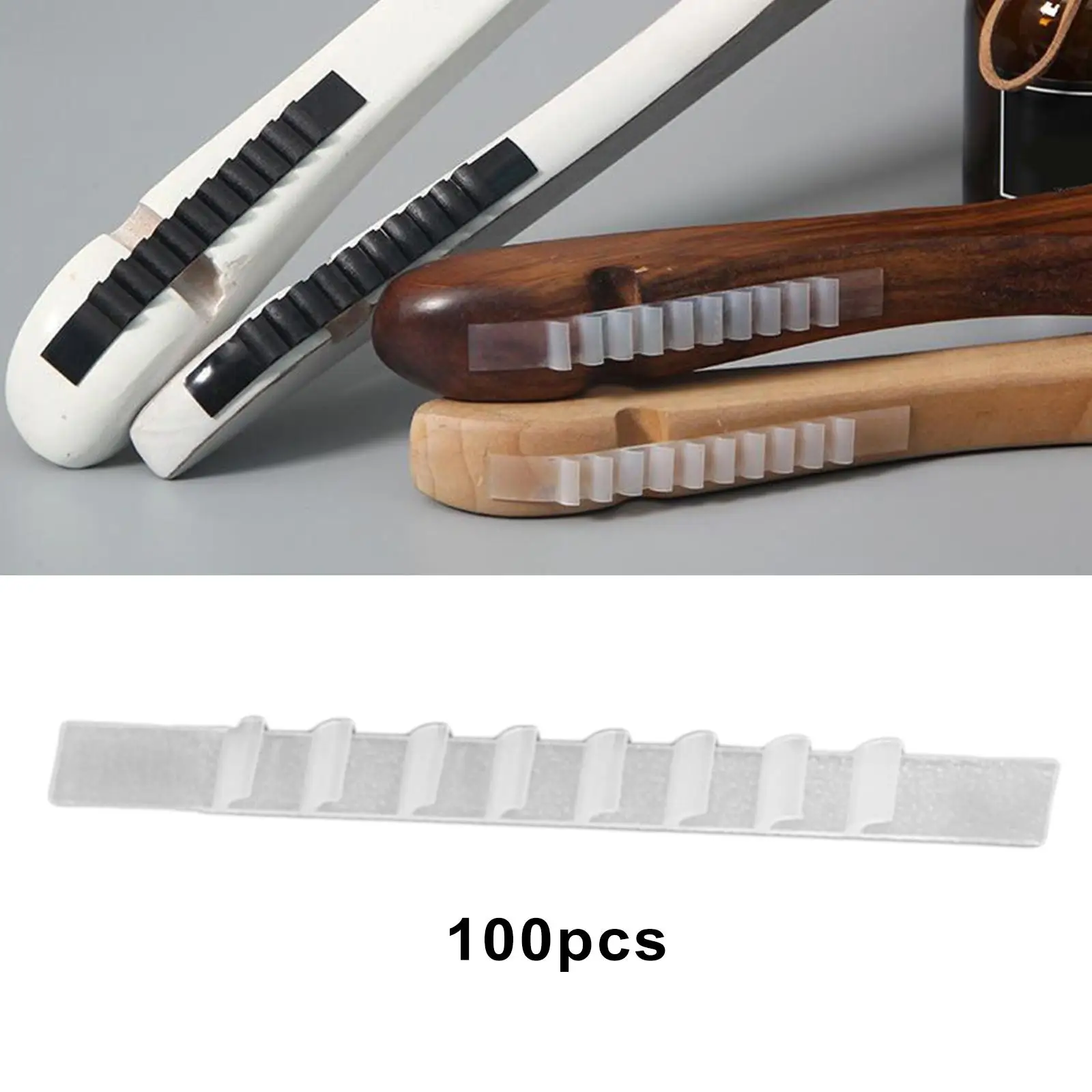 100x Silicone Hanger Strips with ,Shoulder Strap Grip,Non Slip Hanger Grips,Adhesive Clothes Hanger Grips
