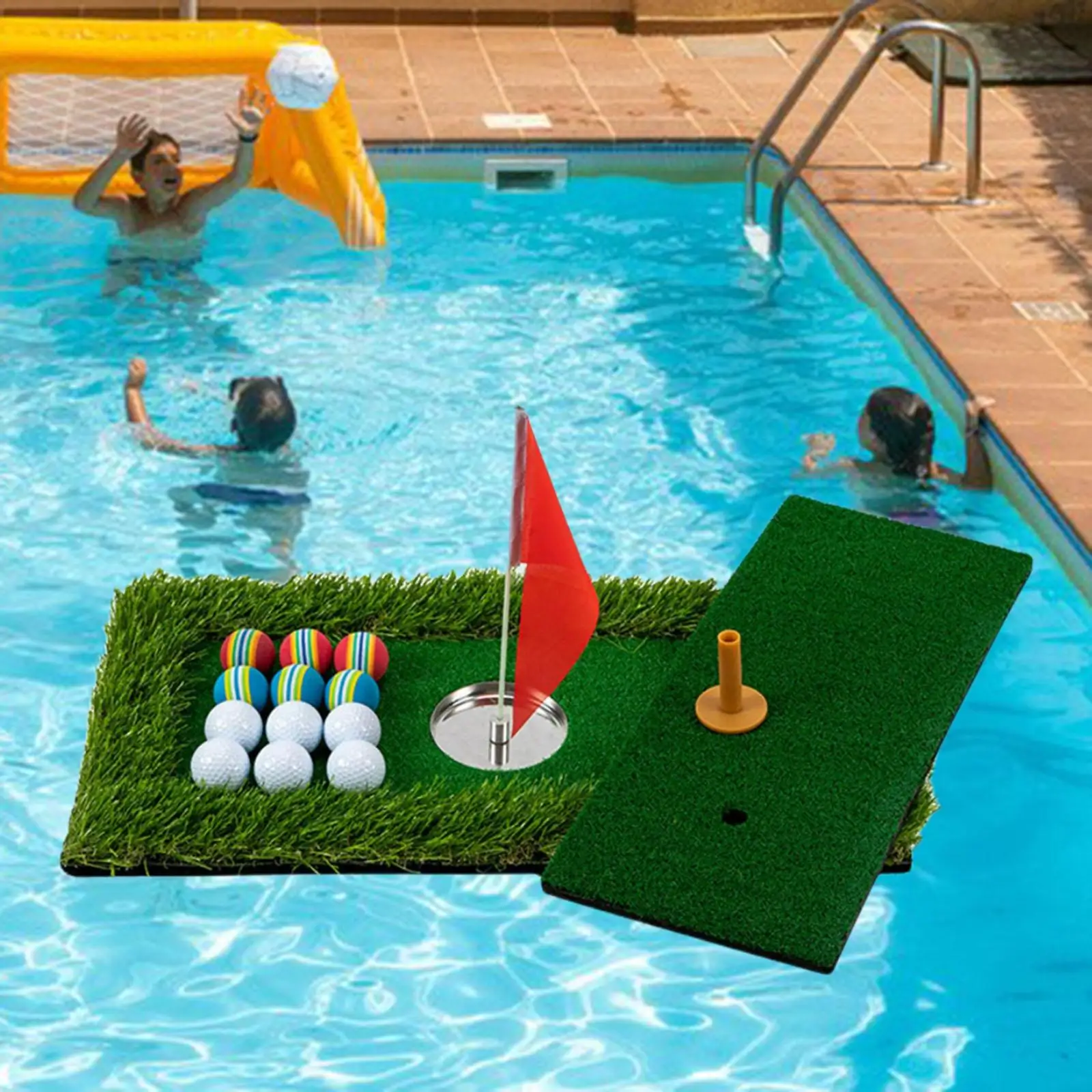 Floating , Golf Putting Mats Training Accessories for Outdoor Backyard Pool  for Men Golfers 60x30x4cm