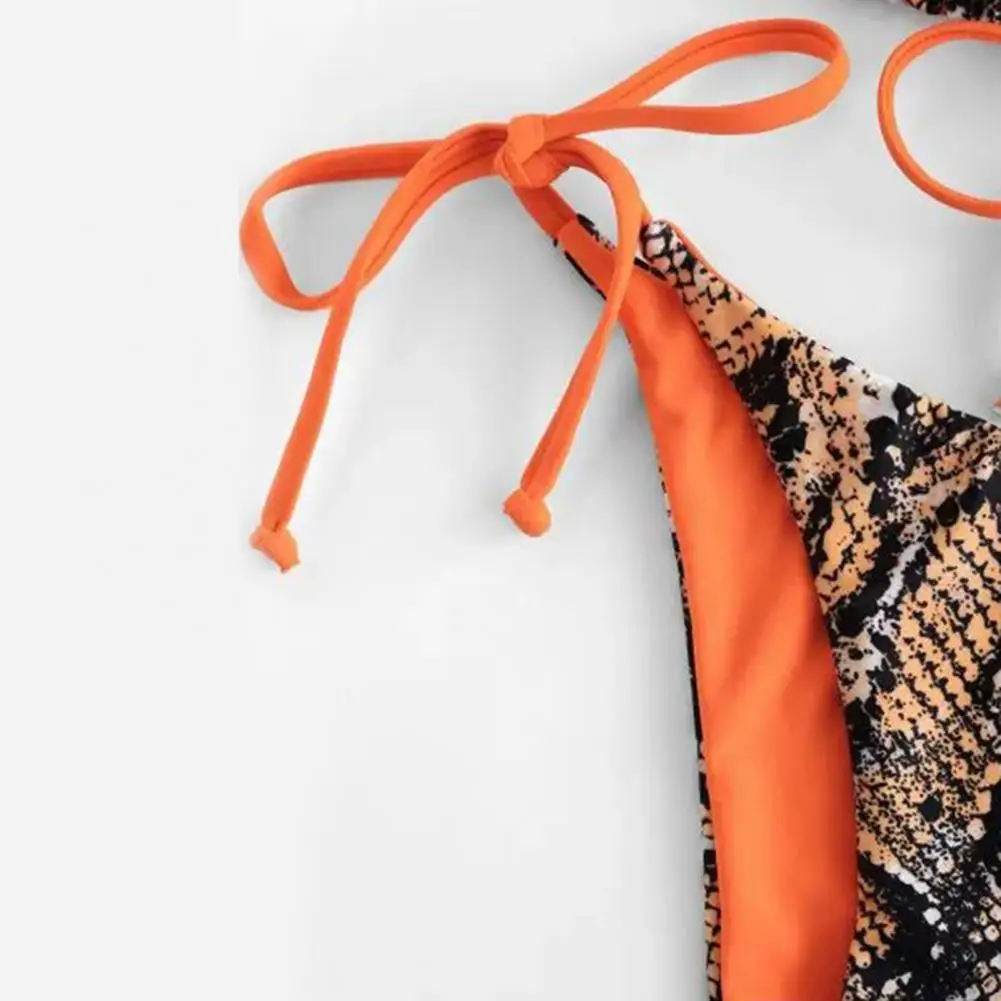 1 Set Women Bikini Padded Two-piece Dual Side Leopard Print Bathing Suit for Water Sports