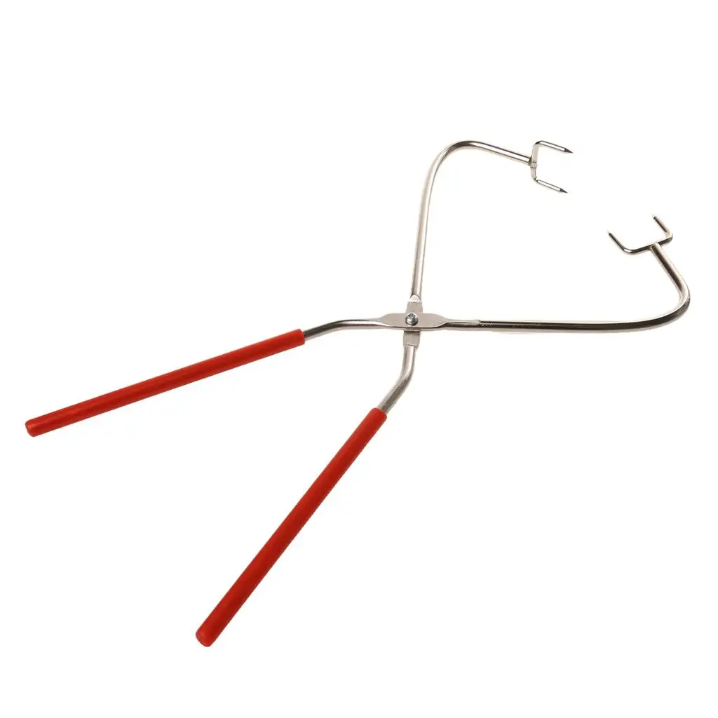 Stainless Steel Ceramic Tools Dripping Tongs Clay Tool with Red Rubber Cover