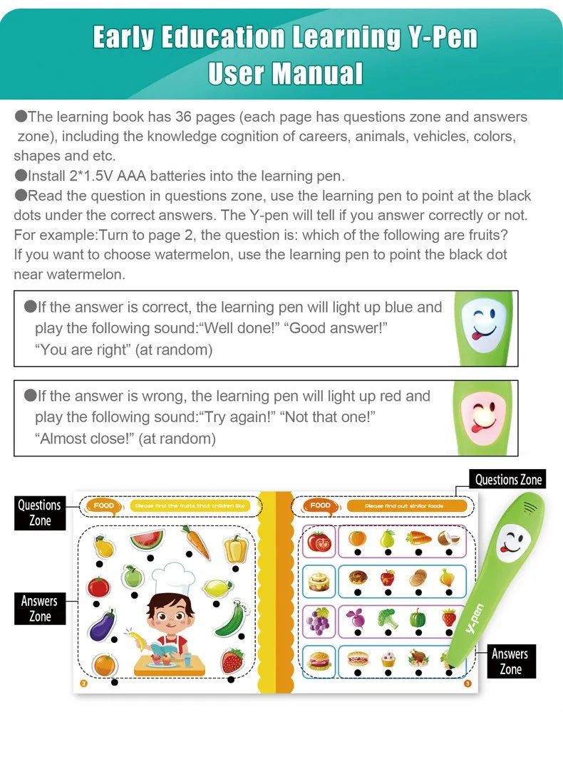 Educational Smart Talking Pen For Kids With Learning Sound Book_voghion.com