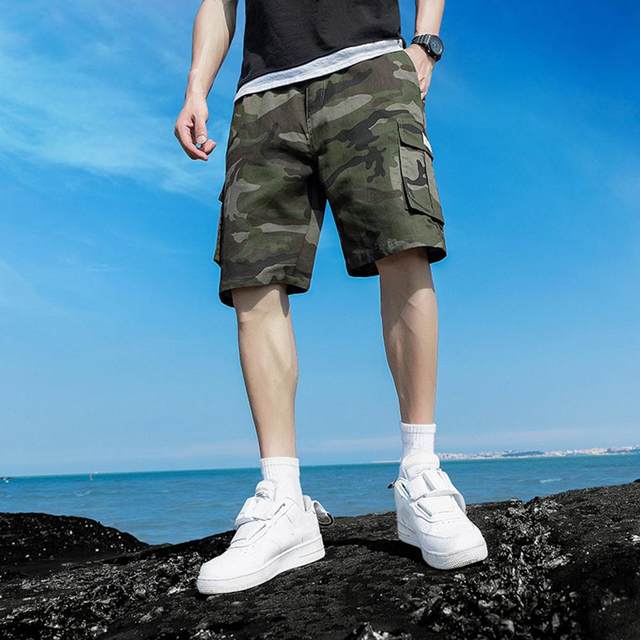 Classic Short Pants Soft Mid-rise Breathable Men Camouflage Side