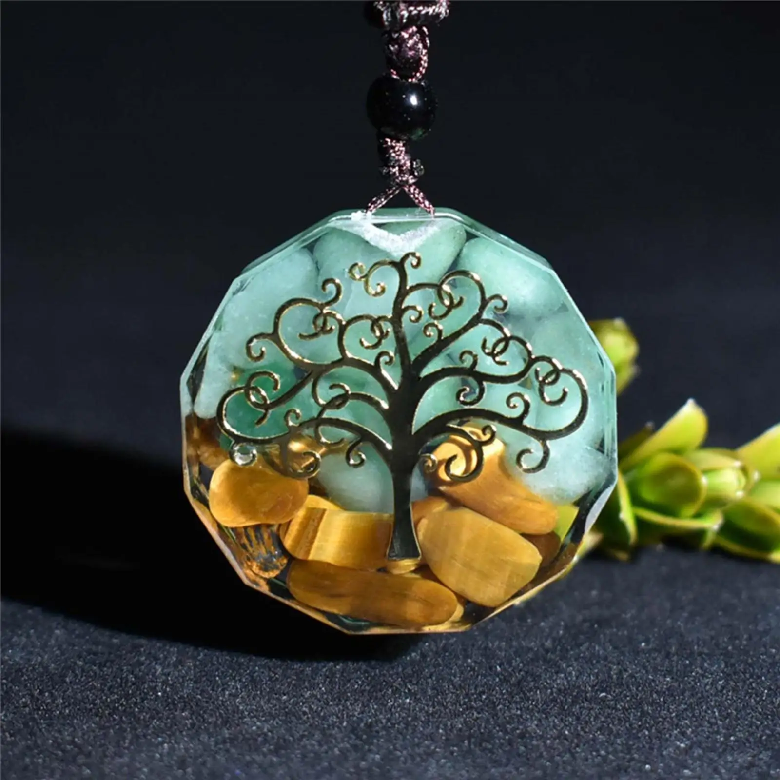 Natural Crystal Stone Pendants Crystals Tree Pendant Positive Energy Jewelry Gemstone Wealth Lucky Necklaces for Girls Gifts