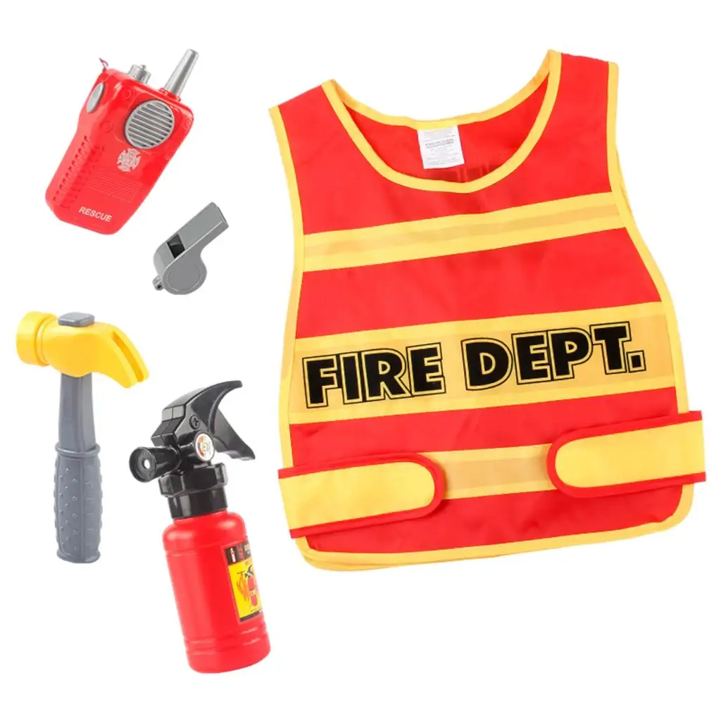 Firefighter Costume Dress Up Masquerade Props Construction Worker for Kids