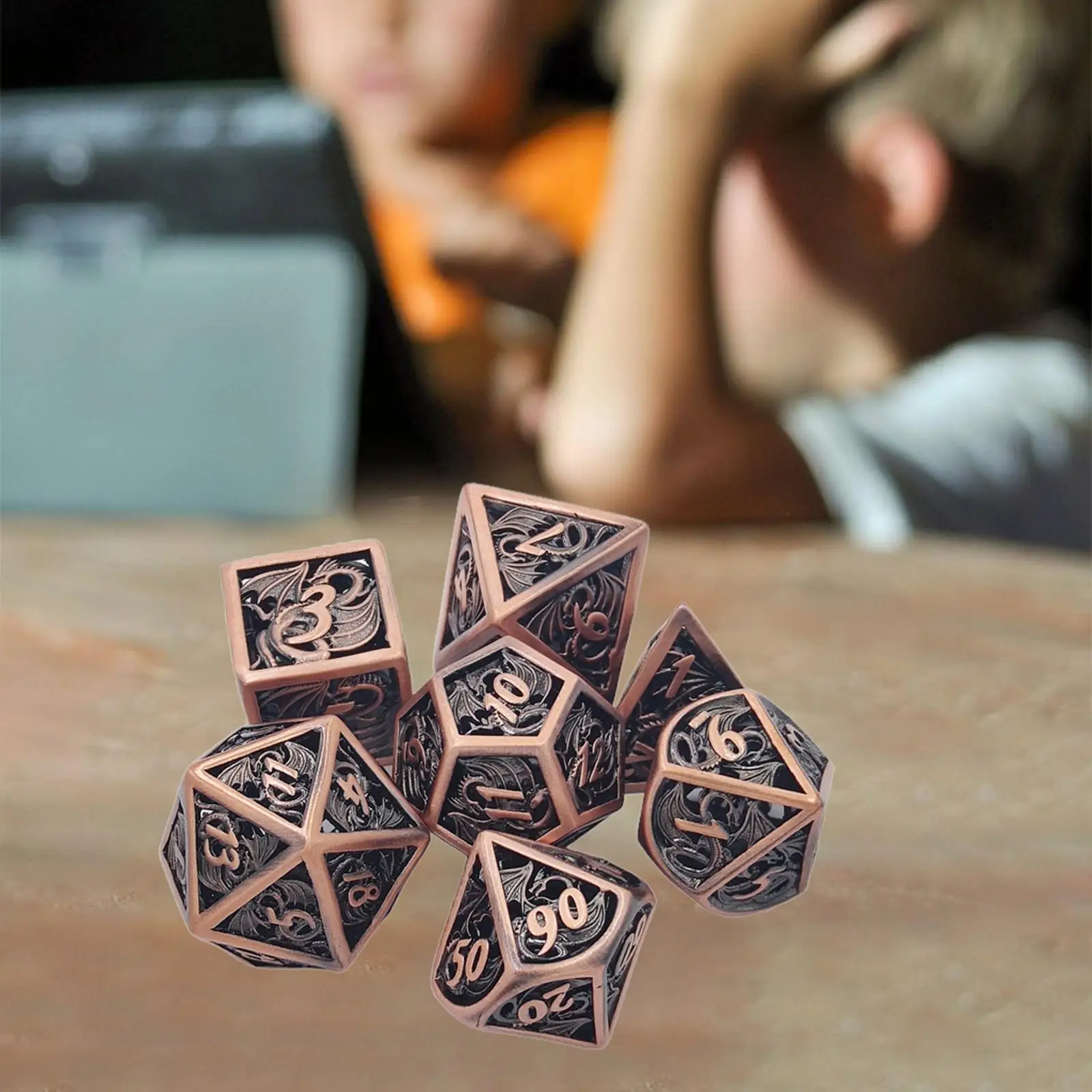 Set of 7 Polyhedron Dice Set D20 D12 D10 D8 D6 D4 for Board Game, Party Favors, Math Teaching,
