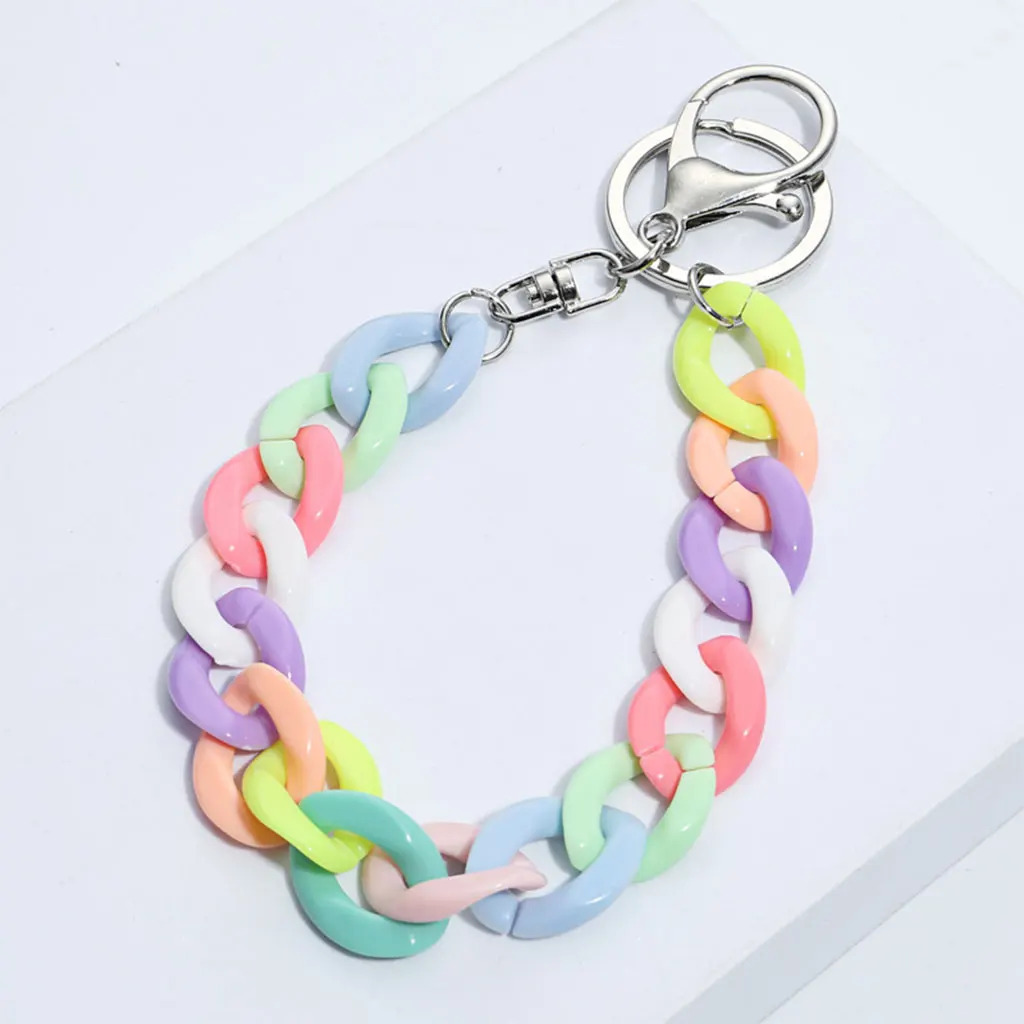 Colorful Acrylic  Chain Lobster Clasp Keychains for Necklace Bracelet Making Colorful Chain Plastic Chain s