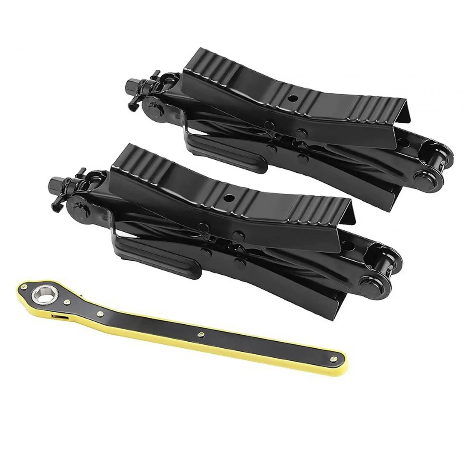 2x Camper Wheel Chock Stabilizers Scissor with Wrench Repairing Steel Iron