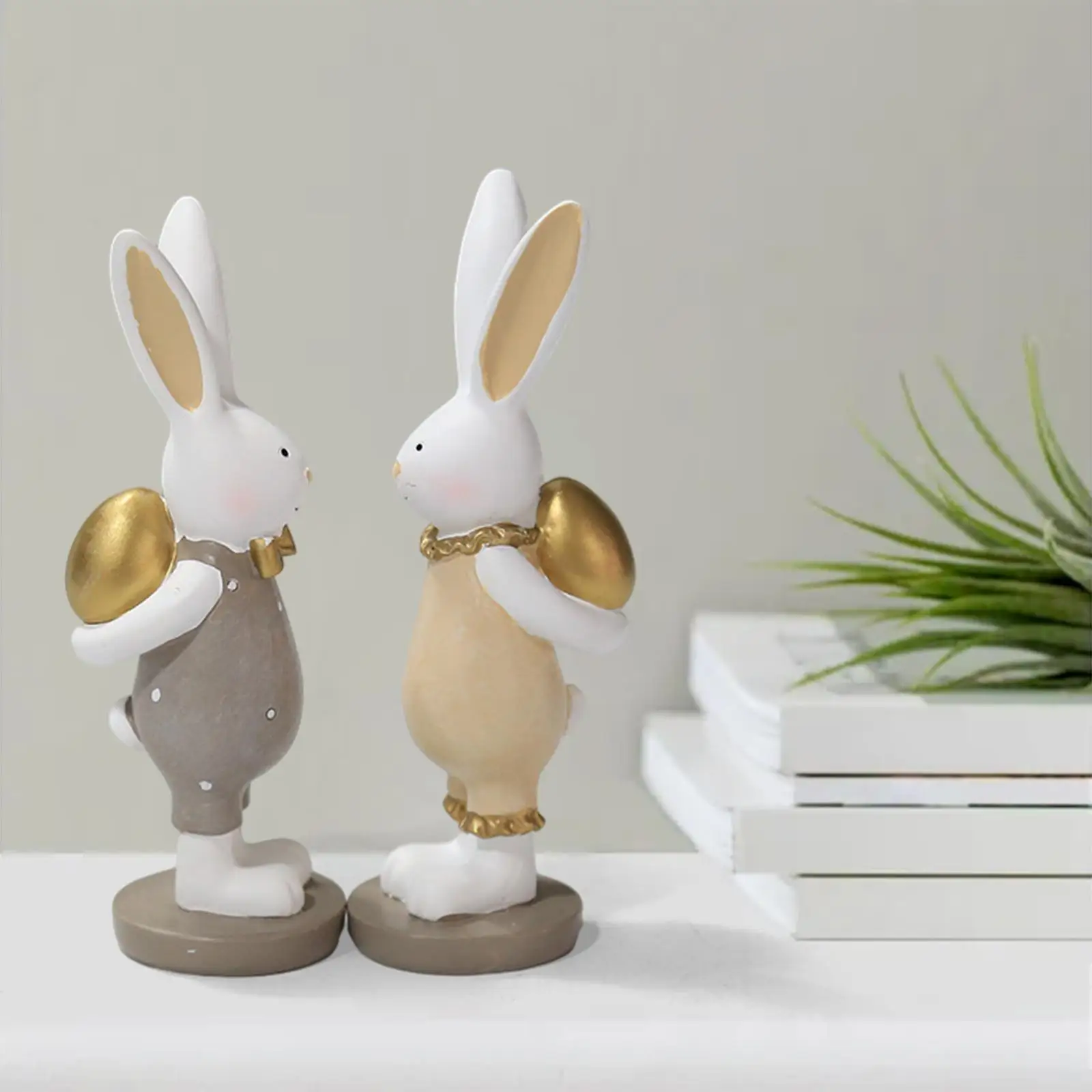 2x Rabbit Statue Little Figure Easter Bunny Figurine for Car Dashboard Decor