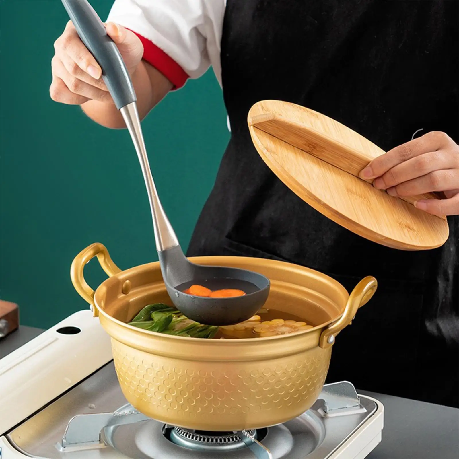 Aluminum Alloy Soup Pot 21cm Stockpot Korean Ramen Noodles Pot for Kitchen Camping