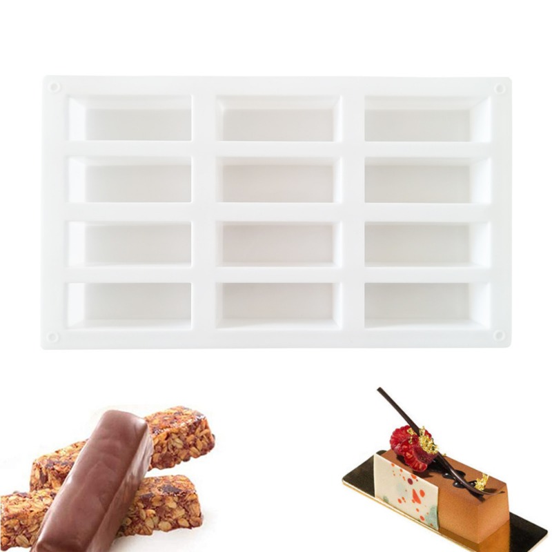 Description Picture 6 of item12 Cavity Silicone Protein Bar Shapes Mold Rectangle Baking Tool Mould Handmade Bath Soap Mold French Cake Mold Dessert Tool