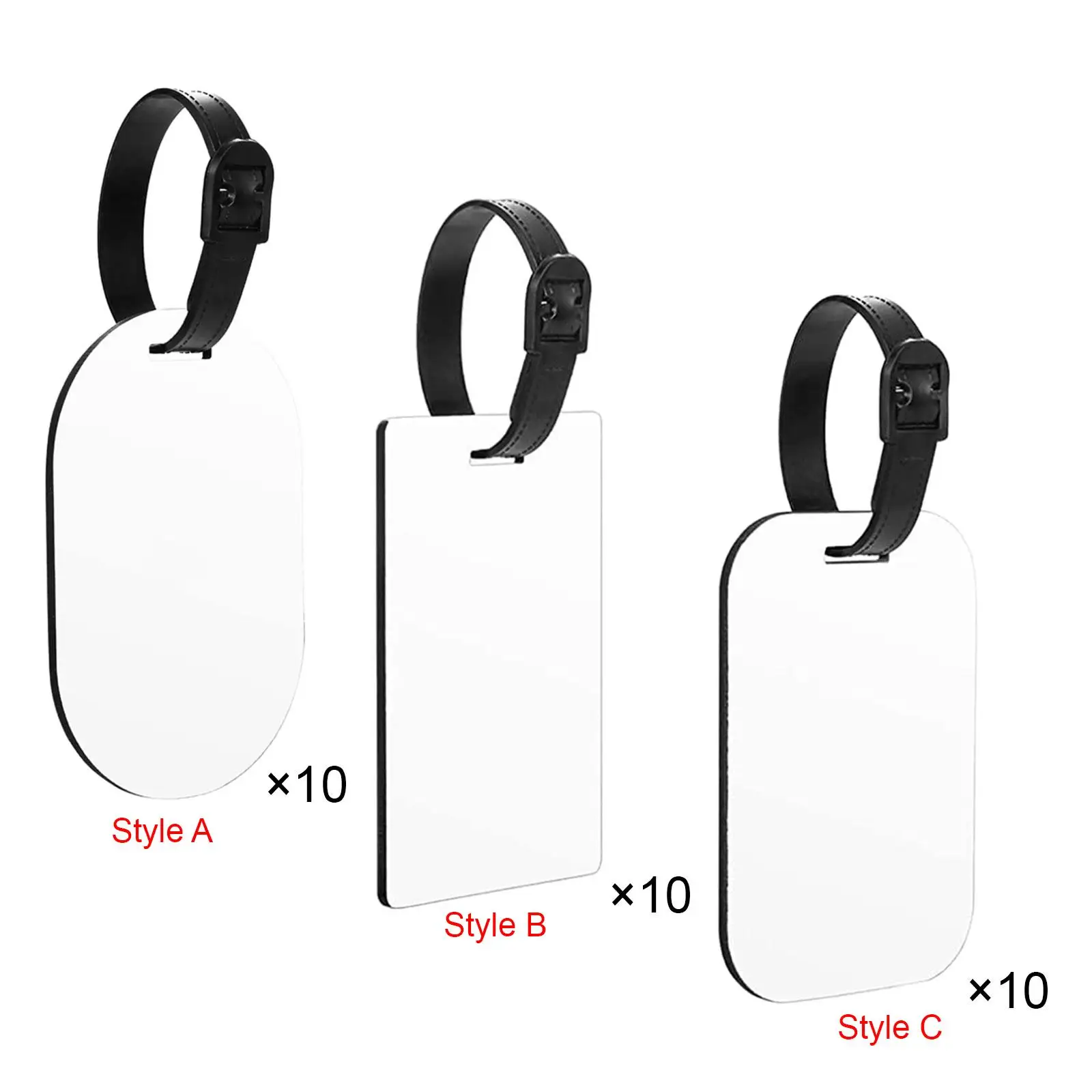 10x Sublimation Blank Luggage Tags Keychain with Straps Luggage Tags for DIY Printing Identification Labels Car Seat