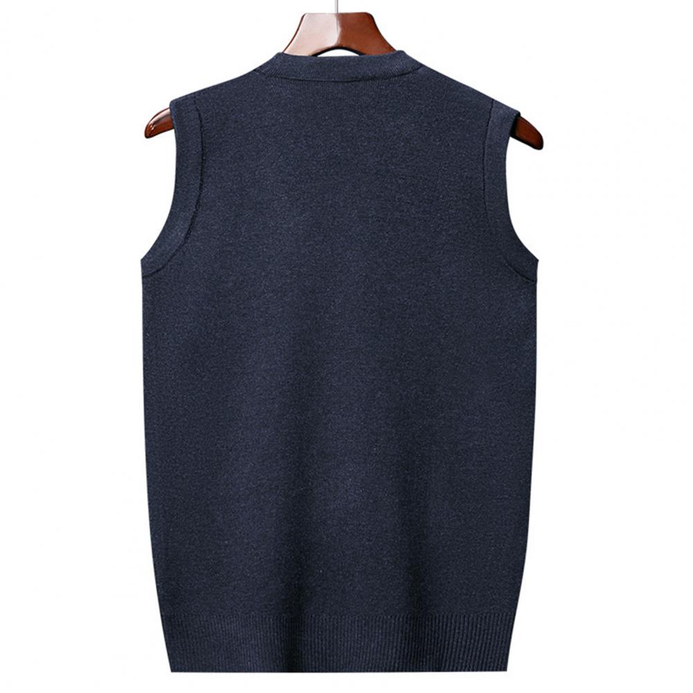 Description Picture 6 of itemSleeveless Knitted Vest Geometric Print V Neck Sleeveless Men's Sweater Vest Warm Knitted Stylish for Fall Winter Geometric