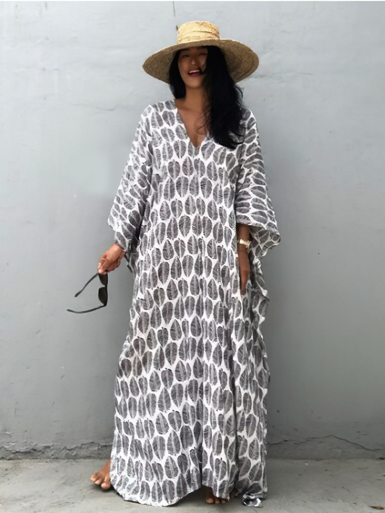 Kaftan, V Neck Swimsuit Cover Up, Túnica