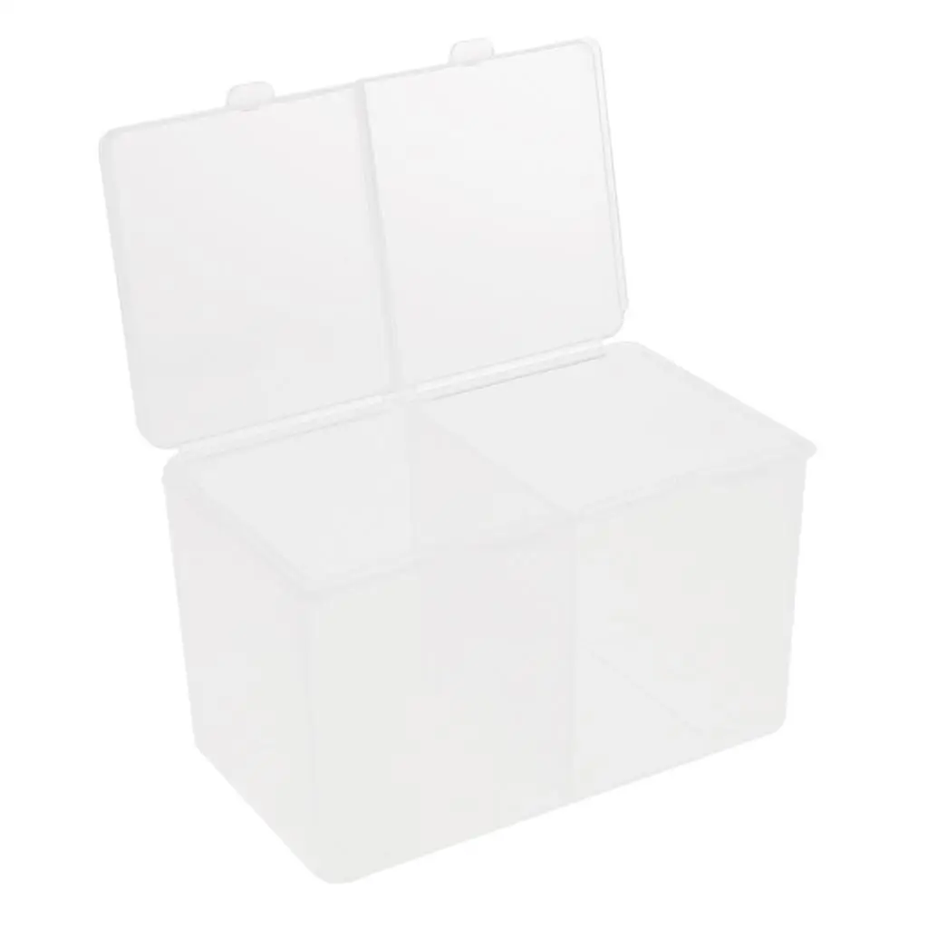 2 Slot Clear Plastic Makeup Organizer Case Cosmetic Box for Cotton Ball Swab Makeup Pads Nail Wipes Dustproof