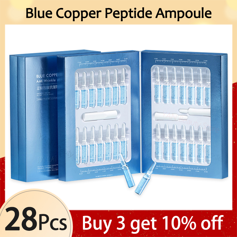 Best of 28 / 84Pcs Blue Copper Peptide Firming Brighten Ampoule, Polypeptide Anti Wrinkle Aging Serum, Collagen Elastic Skin Care Product Reviews & Tips