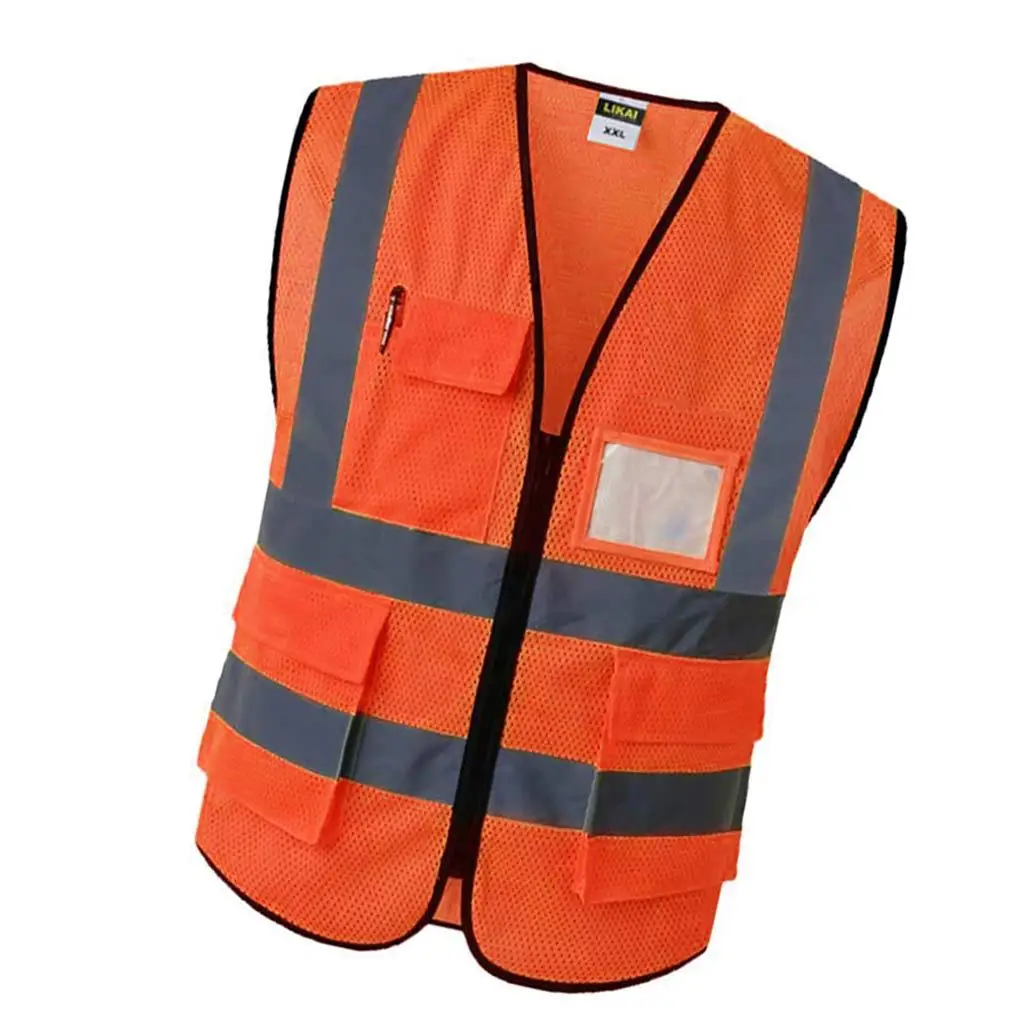 Reflective Safety Vest Engineer Construction Gear With Pockets, Special reflective stripes make it super stand out at night