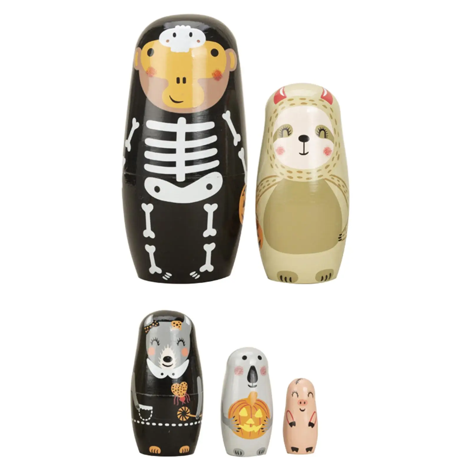 5 Pieces Halloween Nesting Dolls Stackable for Table Halloween Birthday