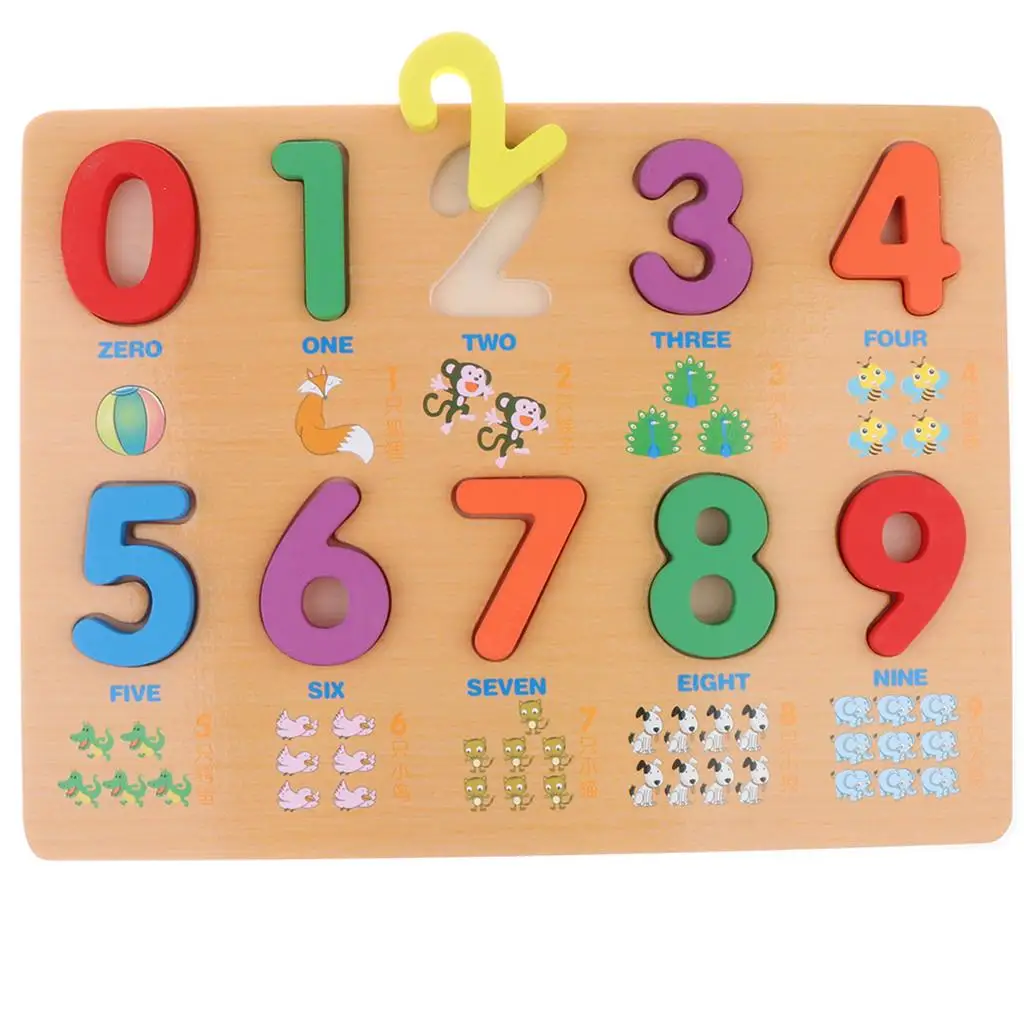 Wooden Matching 0-9 Numbers Blocks  Developmental Toy for Kids