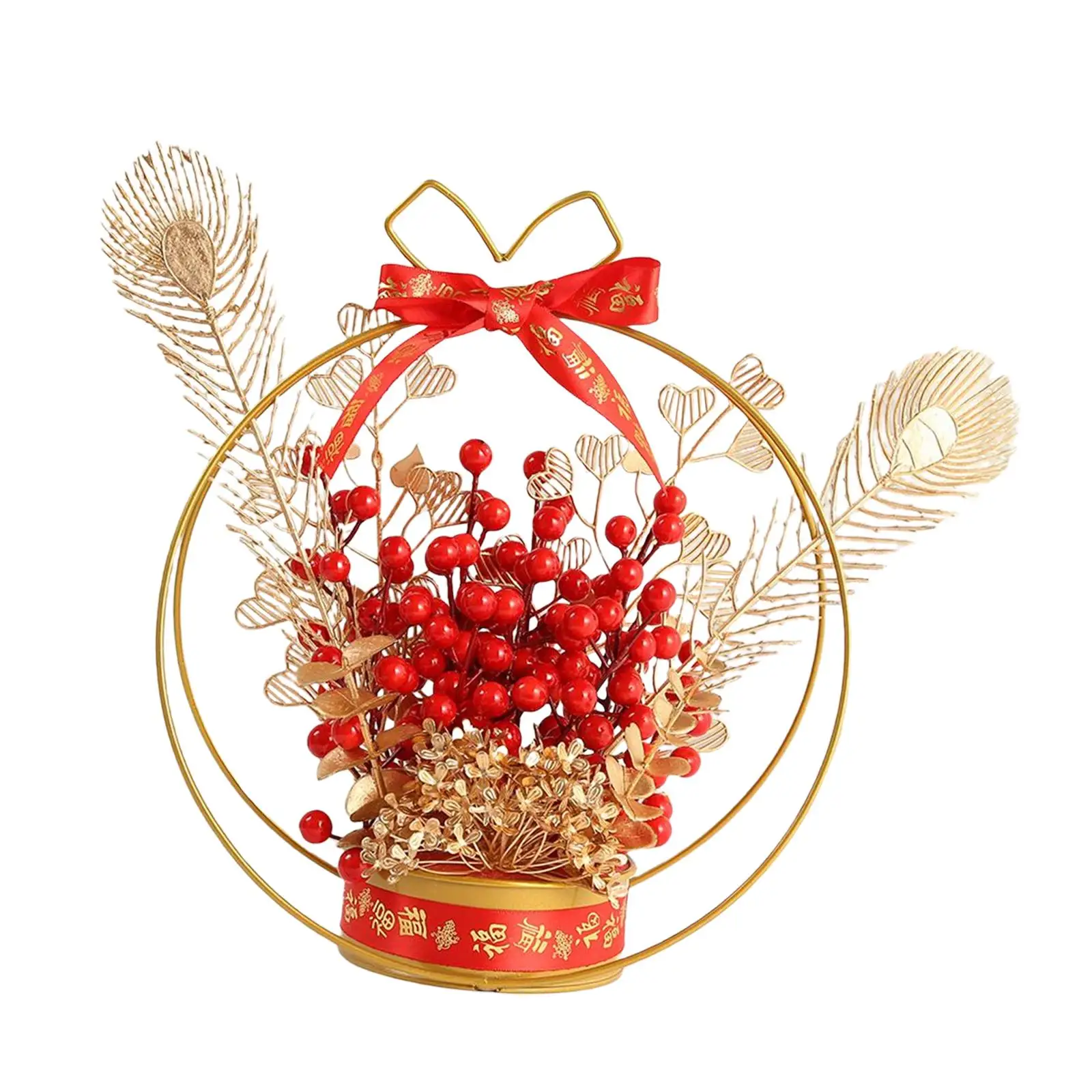 Chinese Style Flower Basket Ornament Wall Hanging Decoration Tabletop Photo Props Harvest Scene Layout for Holiday Party Wedding