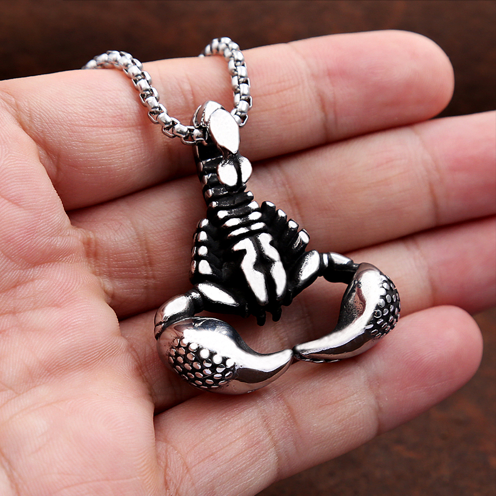 Retro Edelstahl Scorpion Anhänger Halskette Für Männer Junge Punk Dominierenden Tier Anhänger Street Fashion Schmuck Dropshipping – Detail 8