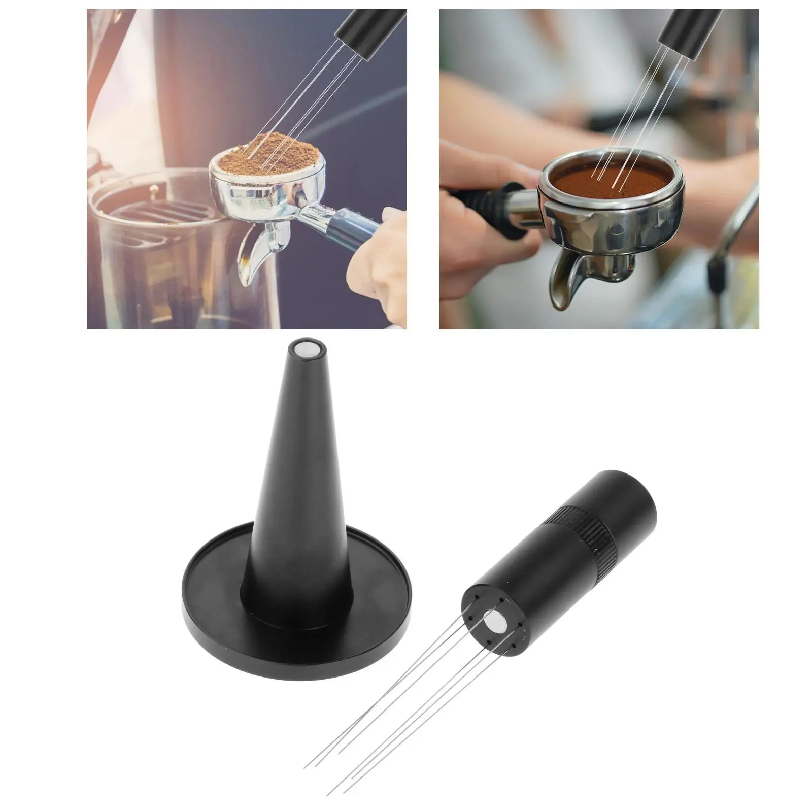 coffee Stirrer Tamper Needle with Stand 6 Needle Barista Hand Distribution Tool Powder Distributor Hand Stirrer Tool