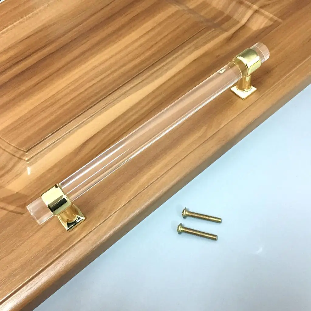 Modern Acrylic Door Pull Knob Drawer Cabinet Cupboard Kitchen Handle Drawer Knobs Hardware Gold Wardrobe Handles Furniture
