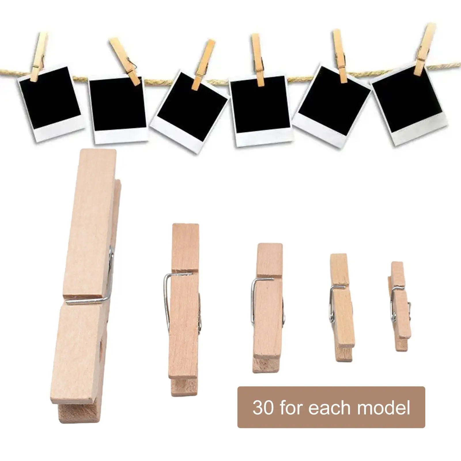 150x Mini Natural Wooden Clothespins, DIY Crafts Decorative Photo Wall Wall Hanging Pictures Photo Paper Pegs for Hanging Photos